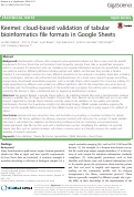 Cover page: Keemei: cloud-based validation of tabular bioinformatics file formats in Google Sheets