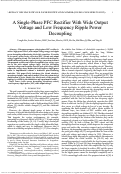 Cover page: A Single-Phase PFC Rectifier With Wide Output Voltage and Low-Frequency Ripple Power Decoupling