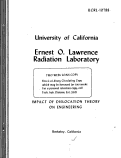 Cover page: IMPACT OF DISLOCATION THEORY ON ENGINEERING