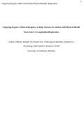 Cover page: Lingering Negative Affect in Response to Daily Stressors in relation with Physical Health Years Later: A Longitudinal Replication