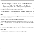 Cover page: Deciphering the Solvent Effect for the Solvation Structure of Ca2+ in Polar Molecular Liquids