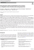 Cover page: Diet and exercise advice and referrals for cancer survivors: an integrative review of medical and nursing perspectives