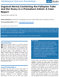 Cover page: Inguinal Hernia Containing the Fallopian Tube and the Ovary in a Premature Infant: A Case Report