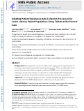 Cover page: Adapting Patient Experience Data Collection Processes for Lower Literacy Patient Populations Using Tablets at the Point of Care