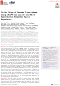 Cover page: On the Origin of Reverse Transcriptase-Using CRISPR-Cas Systems and Their Hyperdiverse, Enigmatic Spacer Repertoires