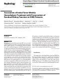 Cover page: Association of Initial Twice-Weekly Hemodialysis Treatment with Preservation of Residual Kidney Function in ESRD Patients