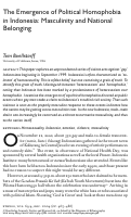 Cover page: The emergence of political homophobia in Indonesia: masculinity and national belonging