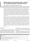Cover page: Relationships among nutrients, algae, and land use in urbanized southern California streams