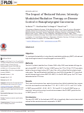 Cover page: The Impact of Reduced-Volume, Intensity-Modulated Radiation Therapy on Disease Control in Nasopharyngeal Carcinoma