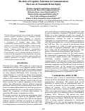 Cover page: The Role of Cognitive Functions in Communication: The case of traumatic brain injury