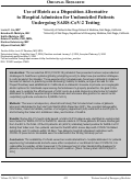 Cover page: Use of Hotels as a Disposition Alternative  to Hospital Admission for Undomiciled Patients  Undergoing SARS-CoV-2 Testing