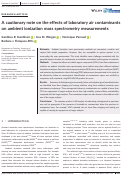 Cover page: A cautionary note on the effects of laboratory air contaminants on ambient ionization mass spectrometry measurements