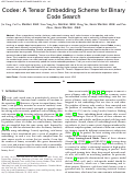 Cover page: Codee: A Tensor Embedding Scheme for Binary Code Search