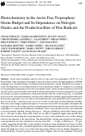 Cover page: Photochemistry in the Arctic Free Troposphere: Ozone Budget and Its Dependence on Nitrogen Oxides and the Production Rate of Free Radicals