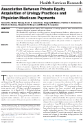 Cover page: Association Between Private Equity Acquisition of Urology Practices and Physician Medicare Payments