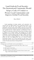 Cover page: Land Grabs &amp; Food Security: The International Community Should Adopt a Code of Conduct to Protect Local Communities and Improve Global Food Security