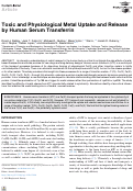 Cover page: Toxic and Physiological Metal Uptake and Release by Human Serum Transferrin.