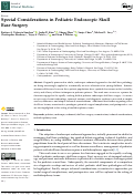 Cover page: Special Considerations in Pediatric Endoscopic Skull Base Surgery.