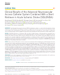 Cover page: Clinical Results of the Advanced Neurovascular Access Catheter System Combined With a Stent Retriever in Acute Ischemic Stroke (SOLONDA).