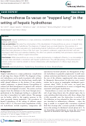 Cover page: Pneumothorax Ex-vacuo or ¿trapped lung¿ in the setting of hepatic hydrothorax