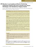 Cover page: Machine Learning-Based Models Predicting Outpatient Surgery End Time and Recovery Room Discharge at an Ambulatory Surgery Center.