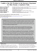 Cover page: Usability of the 4Ms Worksheet in the Emergency Department for Older Patients: A Qualitative Study