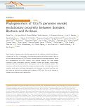 Cover page: Phylogenomics of 10,575 genomes reveals evolutionary proximity between domains Bacteria and Archaea