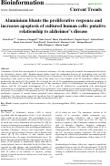 Cover page: Aluminium blunts the proliferative response and increases apoptosis of cultured human cells: putative relationship to alzheimer's disease