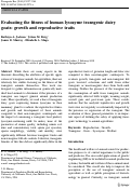 Cover page: Evaluating the fitness of human lysozyme transgenic dairy goats: growth and reproductive traits