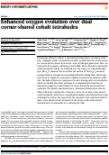 Cover page: Enhanced oxygen evolution over dual corner-shared cobalt tetrahedra