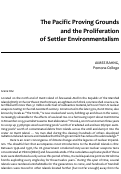 Cover page: The Pacific Proving Grounds and the Proliferation of Settler Environmentalism