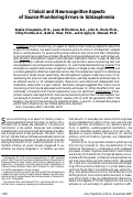 Cover page: Clinical and neurocognitive aspects of source monitoring errors in schizophrenia.