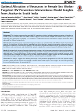 Cover page: Optimal Allocation of Resources in Female Sex Worker Targeted HIV Prevention Interventions: Model Insights from Avahan in South India