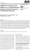 Cover page of COVID-19s Unequal Toll: Differences in Health-Related Quality of Life by Gendered and Racialized Groups.