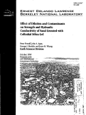 Cover page: Effect of Dilution and Contaminants on Strength and Hydraulic Conductivity of Sand Grouted with Colloidal Silica Gel