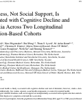 Cover page: Loneliness, Not Social Support, Is Associated with Cognitive Decline and Dementia Across Two Longitudinal Population-Based Cohorts