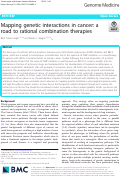 Cover page: Mapping genetic interactions in cancer: a road to rational combination therapies