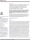 Cover page: Field assessment of BinaxNOW antigen tests as COVID-19 treatment entry point at a community testing site in San Francisco during evolving omicron surges