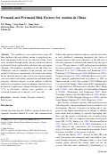 Cover page: Prenatal and Perinatal Risk Factors for Autism in China