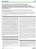 Cover page: The phosphocarrier protein HPr of the bacterial phosphotransferase system globally regulates energy metabolism by directly interacting with multiple enzymes in <i>Escherichia coli</i>.