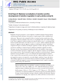 Cover page: Maternal socialization of emotion and the development of emotion regulation in early adolescent girls.