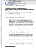 Cover page: Practice-driven research for statewide scale up: Implementation outcomes of the California Autism Professional Training and Information Network