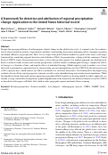 Cover page: A framework for detection and attribution of regional precipitation change: Application to the United States historical record