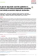 Cover page: A role for long-chain acyl-CoA synthetase-4 (ACSL4) in diet-induced phospholipid remodeling and obesity-associated adipocyte dysfunction