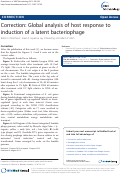 Cover page: Correction: Global analysis of host response to induction of a latent bacteriophage