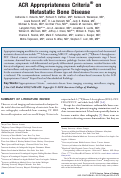 Cover page: ACR Appropriateness Criteria® on Metastatic Bone Disease