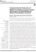 Cover page: Targeted Genetic Reduction of Mutant Huntingtin Lessens Cardiac Pathology in the BACHD Mouse Model of Huntington's Disease.