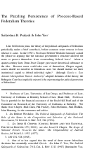 Cover page: The Puzzling Persistence of Process-Based Federalism Theories