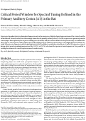 Cover page: Critical period window for spectral tuning defined in the primary auditory cortex (A1) in the rat