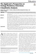 Cover page: The Applicant's Perspective on Urology Residency Interviews: A Qualitative Analysis